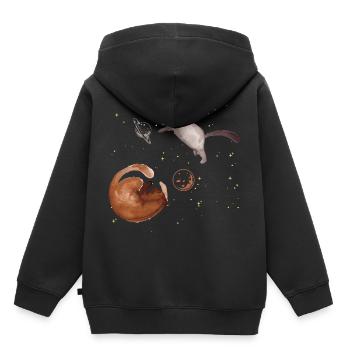 Univers de la planète Cosmos Cat - Sweat Premium à capuche enfant bio - noir - Dos - AI Model Kid Male (0cm)