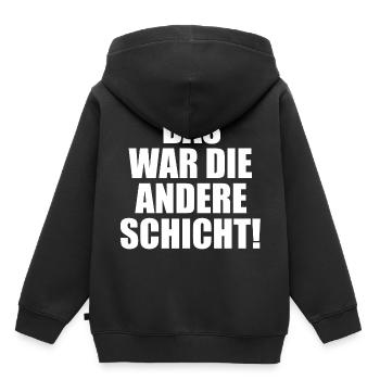 Schicht Arbeit Kollegen Spruch Geschenkidee - Kinder Premium Organic Hoodie - Schwarz - Hinten - AI Model Kid Male (0cm)