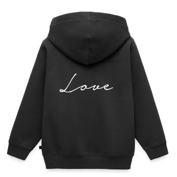 Love - Kids Premium Organic Hoodie - black - Back - AI Model Kid Male (0cm)