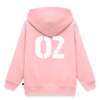 02 numéro de maillot - Sweat Premium à capuche enfant bio - rose - Dos - AI Model Kid Female (0cm)