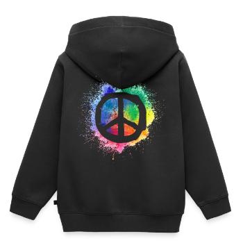 Signe de la paix paix mondiale symbole de la paix paix - Sweat Premium à capuche enfant bio - noir - Dos - AI Model Kid Male (0cm)