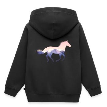 Cheval Sauvage Nature - Sweat Premium à capuche enfant bio - noir - Dos - AI Model Kid Male (0cm)