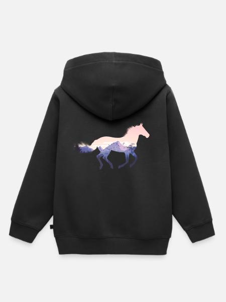 Pferd Wild Natur - Kinder Premium Organic Hoodie - Schwarz