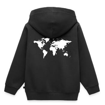 carte du monde - Sweat Premium à capuche enfant bio - noir - Dos - AI Model Kid Male (0cm)