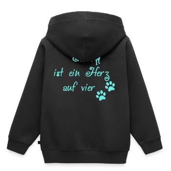 Hunde Spruch türkis - Kinder Premium Organic Hoodie - Schwarz - Hinten - AI Model Kid Male (0cm)