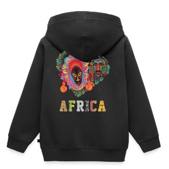 Motif Afrique - joie de vivre - Sweat Premium à capuche enfant bio - noir - Dos - AI Model Kid Male (0cm)