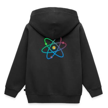 Atome multicolore neutron électron - Sweat Premium à capuche enfant bio - noir - Dos - AI Model Kid Male (0cm)