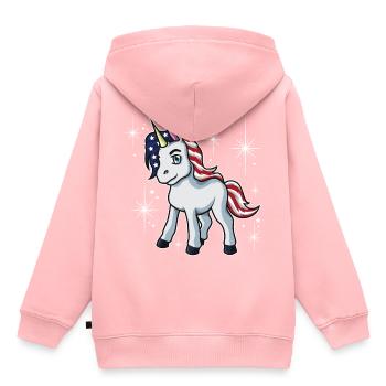 Americorn | Patriot Einhorn Independence Day USA - Kinder Premium Organic Hoodie - Rosa - Hinten - AI Model Kid Female (0cm)