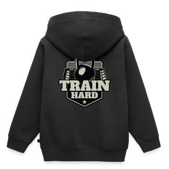 Cadeau de dictons de remise en forme musculaire cool - Sweat Premium à capuche enfant bio - noir - Dos - AI Model Kid Male (0cm)