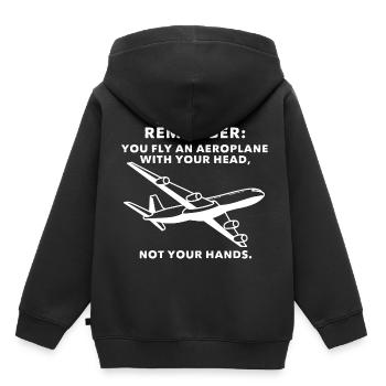 Flugzeug Pilot - Kinder Premium Organic Hoodie - Schwarz - Hinten - AI Model Kid Male (0cm)