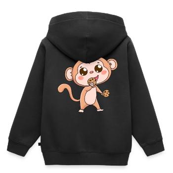 Singe Faune Fantaisie Faim Cookies Cadeau Bébé - Sweat Premium à capuche enfant bio - noir - Dos - AI Model Kid Male (0cm)