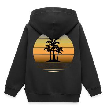 Holiday dreams: sun palm trees sandy beach - Kids Premium Organic Hoodie - black - Back - AI Model Kid Male (0cm)