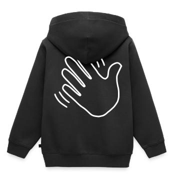Emoji Hand winken Skizze weiß - Kinder Premium Organic Hoodie - Schwarz - Hinten - AI Model Kid Male (0cm)
