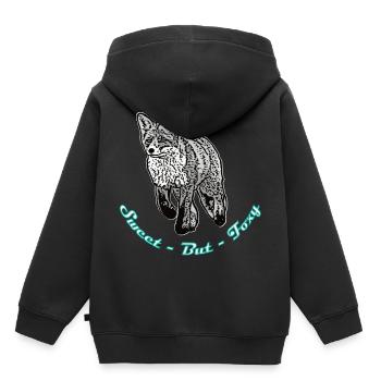 Sweet but Foxy - Kinder Premium Organic Hoodie - Schwarz - Hinten - AI Model Kid Male (0cm)