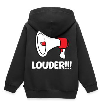 Mégaphone - Louder - Sweat Premium à capuche enfant bio - noir - Dos - AI Model Kid Male (0cm)