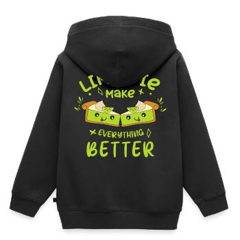 Le gâteau au citron vert rend tout meilleur - Sweat Premium à capuche enfant bio - noir - Dos - AI Model Kid Male (0cm)