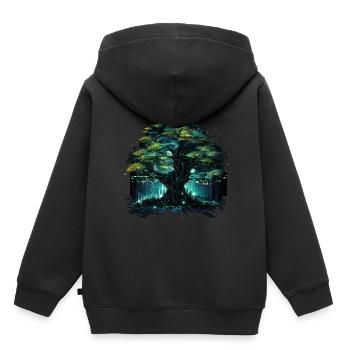 Lebensbaum Mit Technik - Kinder Premium Organic Hoodie - Schwarz - Hinten - AI Model Kid Male (0cm)