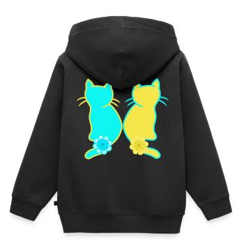 Chat domestique chats chat animaux Ukraine - Sweat Premium à capuche enfant bio - noir - Dos - AI Model Kid Male (0cm)