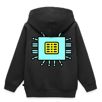 Icône de puce d’ordinateur numérique - Sweat Premium à capuche enfant bio - noir - Dos - AI Model Kid Male (0cm)