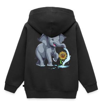 Elefant Elefanten maritim - Kinder Premium Organic Hoodie - Schwarz - Hinten - AI Model Kid Male (0cm)
