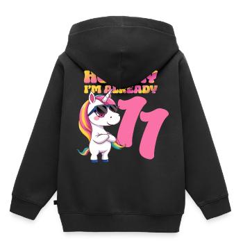 11 Jahre Mädchen Geburtstag Einhorn Motto Unicorn - Kinder Premium Organic Hoodie - Schwarz - Hinten - AI Model Kid Male (0cm)