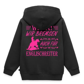 WHOA Wir bremsen für Englischreiter Sliding Stop - Kinder Premium Organic Hoodie - Schwarz - Hinten - AI Model Kid Male (0cm)