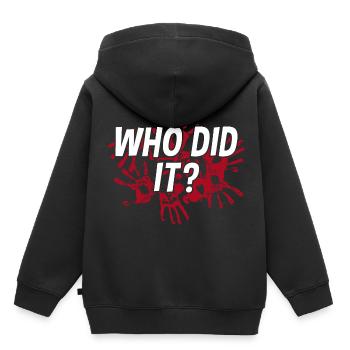 Qui a fait ça? Scène de crime crime fête indice jeu d’indice - Sweat Premium à capuche enfant bio - noir - Dos - AI Model Kid Male (0cm)