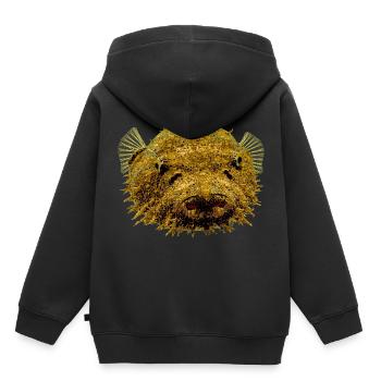 Poisson sphérique Tetraodon Baileyi Puffer Aquarium Poisson - Sweat Premium à capuche enfant bio - noir - Dos - AI Model Kid Male (0cm)