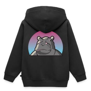Cadeau hippopotame hippopotame pippyderme hippopotame - Sweat Premium à capuche enfant bio - noir - Dos - AI Model Kid Male (0cm)