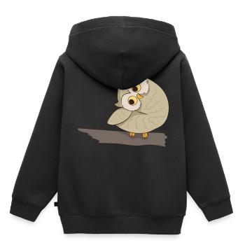 Käuzchen Kauz Uhu - Kinder Premium Organic Hoodie - Schwarz - Hinten - AI Model Kid Male (0cm)