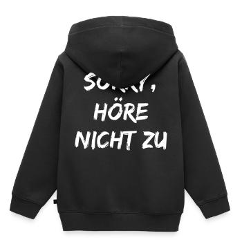 Sorry, höre nicht zu. - Kinder Premium Organic Hoodie - Schwarz - Hinten - AI Model Kid Male (0cm)