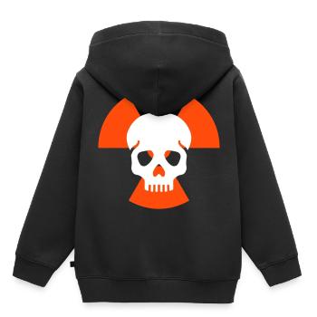Crâne sans mâchoire inférieure avant les signes avant-coureurs de radiation - Sweat Premium à capuche enfant bio - noir - Dos - AI Model Kid Male (0cm)
