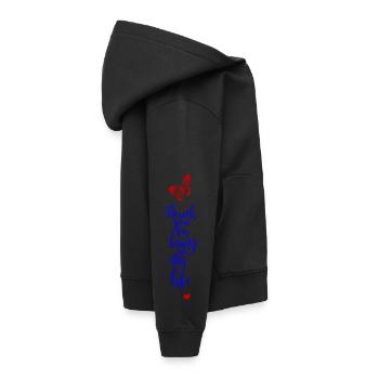 Merci d’être dans ma vie, merci - Sweat Premium à capuche enfant bio - noir - Droite - AI Model Kid Male (0cm)