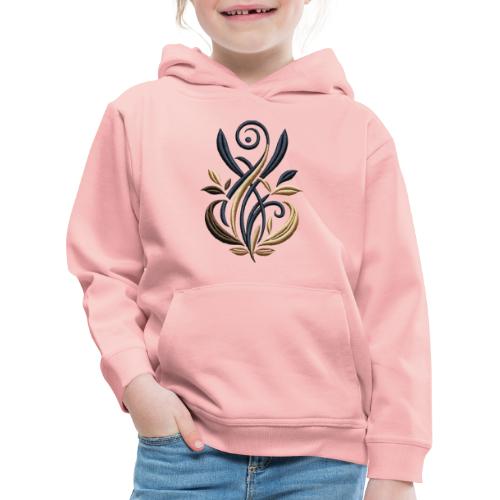 Luxurious Gold and Navy Embroidery Motif - Kids' Premium Hoodie