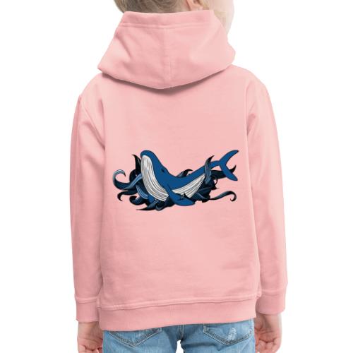 Doodle ink Whale - Felpa con cappuccio Premium per bambini