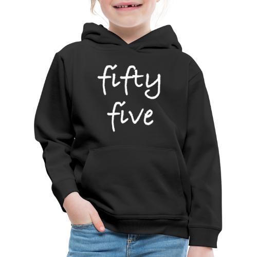 Fiftyfive -teksti valkoisena kahdessa rivissä - Lasten premium huppari