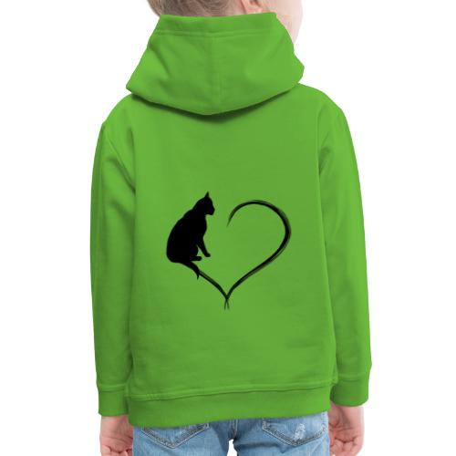 Coeur de chat noir - Pull à capuche Premium Enfant