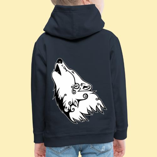 Le Loup de Neved (version contour blanc) - Pull à capuche Premium Enfant