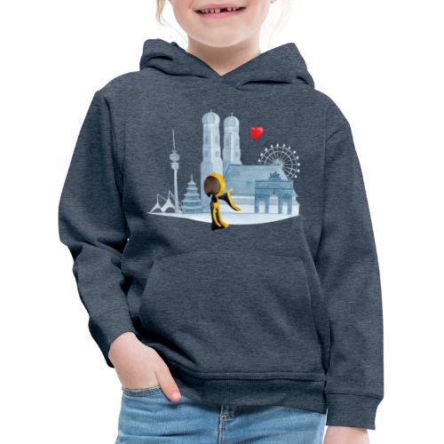 Skyline München mit Münchner Kindl und Herz - Kinder Premium Hoodie