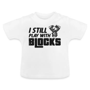 Play with block engine - Baby Bio-T-Shirt mit Rundhals - Weiß - Vorne