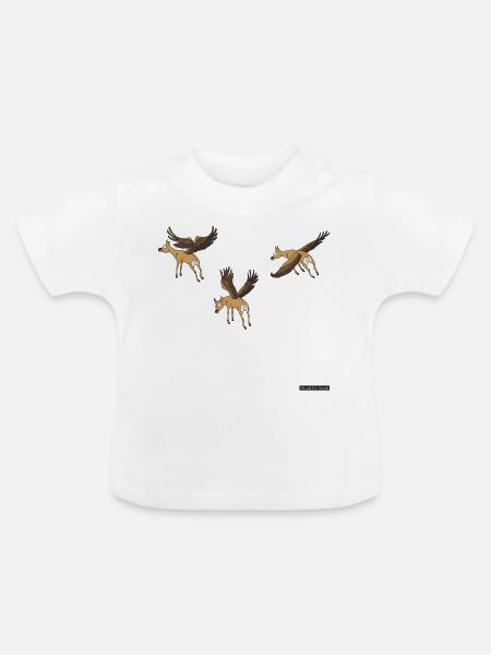 fliegende Hirsche - Baby Bio-T-Shirt mit Rundhals - Weiß