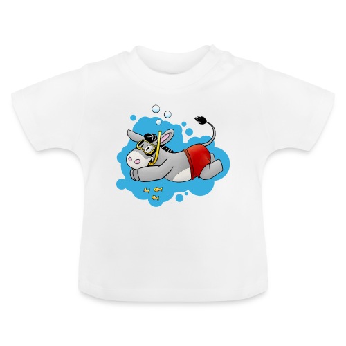 Esel - Kuschelesel geht schwimmen - Baby Bio-T-Shirt mit Rundhals