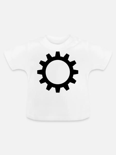 Zahnrad - Baby Bio-T-Shirt mit Rundhals - Weiß
