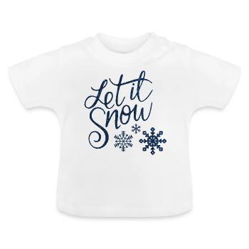 Let il snow Noël New shape fane design vintage - T-shirt bio col rond Bébé - blanc - Devant