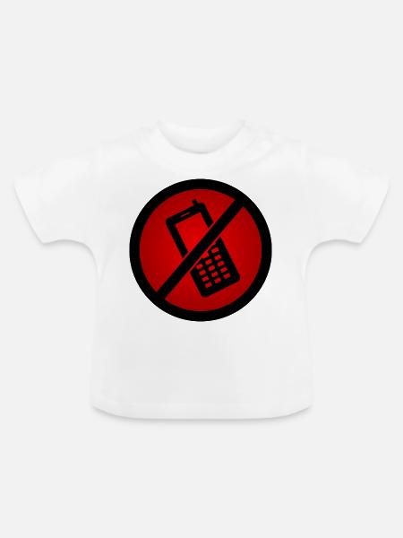 Handy Verboten :) - Baby Bio-T-Shirt mit Rundhals - Weiß
