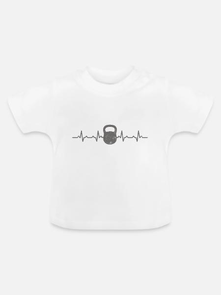 Kettle Bell Heartbeats Gifts - Baby Bio-T-Shirt mit Rundhals - Weiß