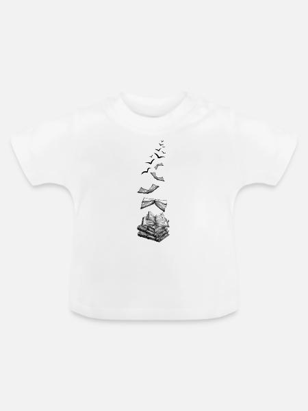 Buch zu Vogel T-Shirt Bücher lesen - Baby Bio-T-Shirt mit Rundhals - Weiß