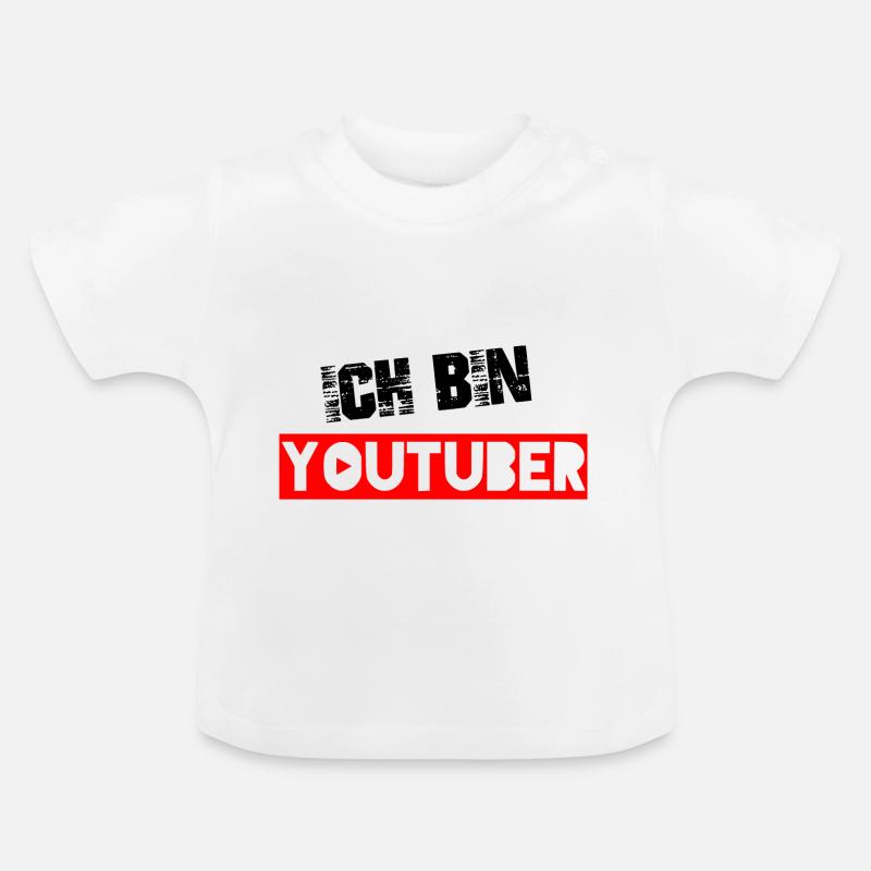 Youtube youtuber influenceur vlogger gamer - T-shirt bio col rond Bébé - blanc