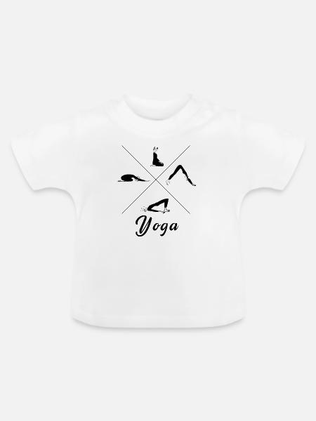 Yoga Positionen - Baby Bio-T-Shirt mit Rundhals - Weiß