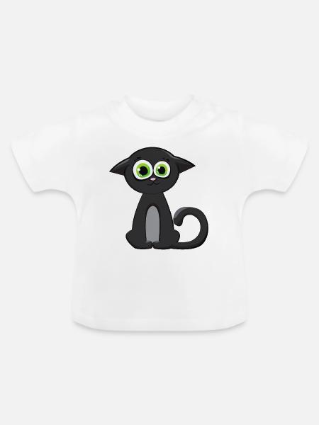 Katzengesicht Kätzchen - Baby Bio-T-Shirt mit Rundhals - Weiß